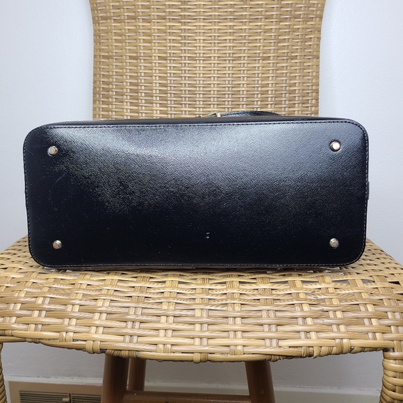 DKNY Bag Satchel Tote Shoulder Strap Handles Shiny Leather Black Gold Hardware - Picture 8 of 16